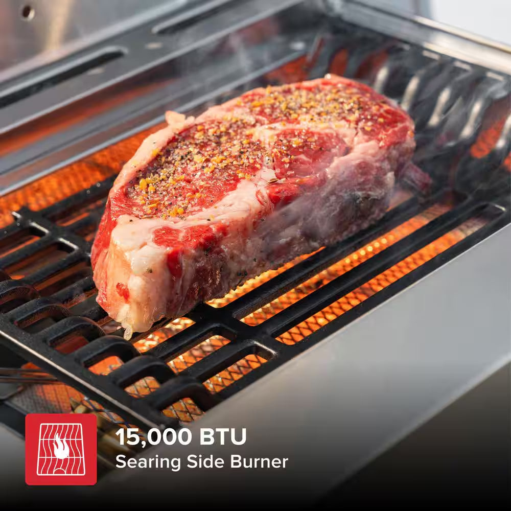 Gourmet Pro 6-Burner Stainless Steel Propane Gas Grill with Searing Side Burner and Griddle Max Insert