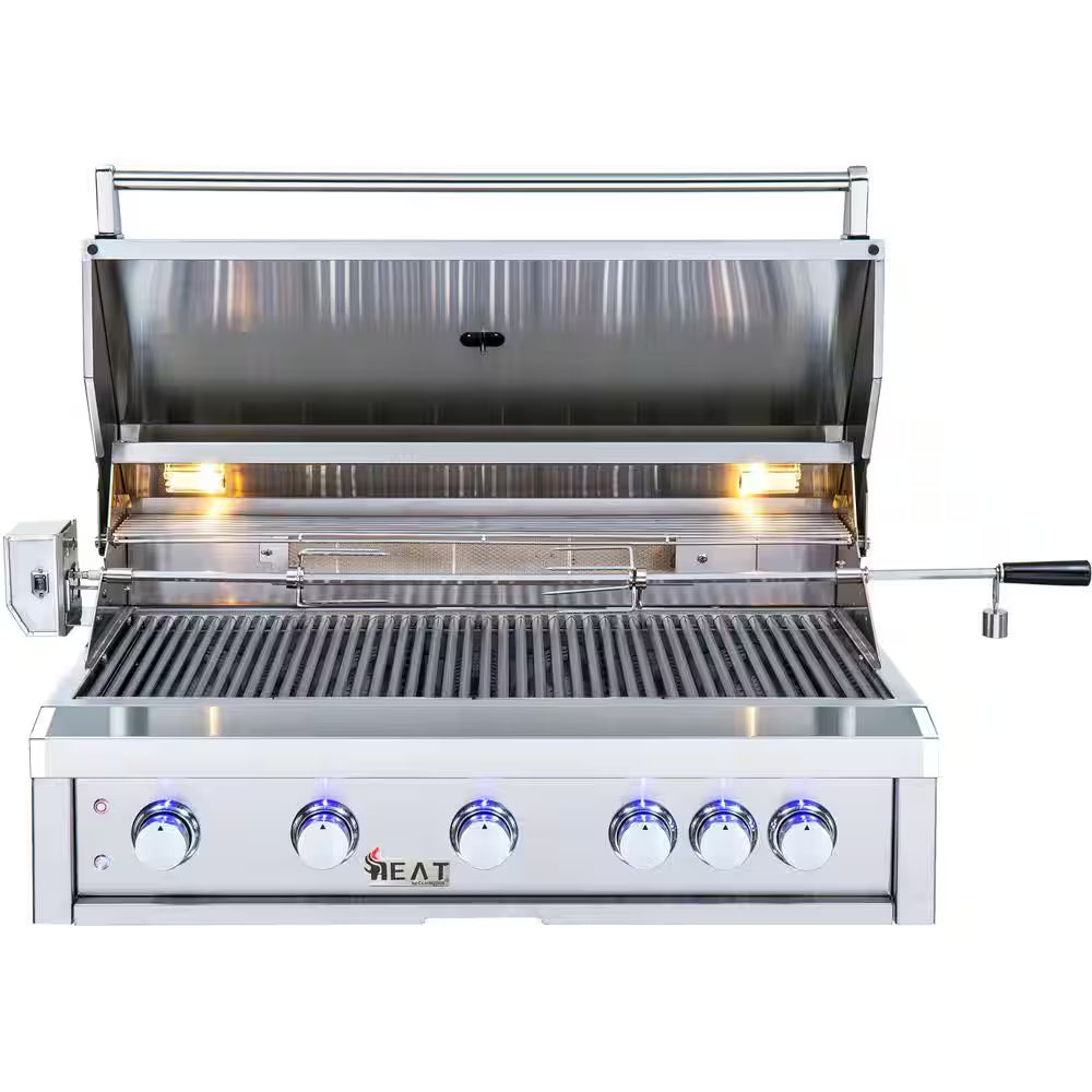 40 In. 5-Burner Built-In Natural Gas Grill in Stainless Steel with 1 Infrared Burner
