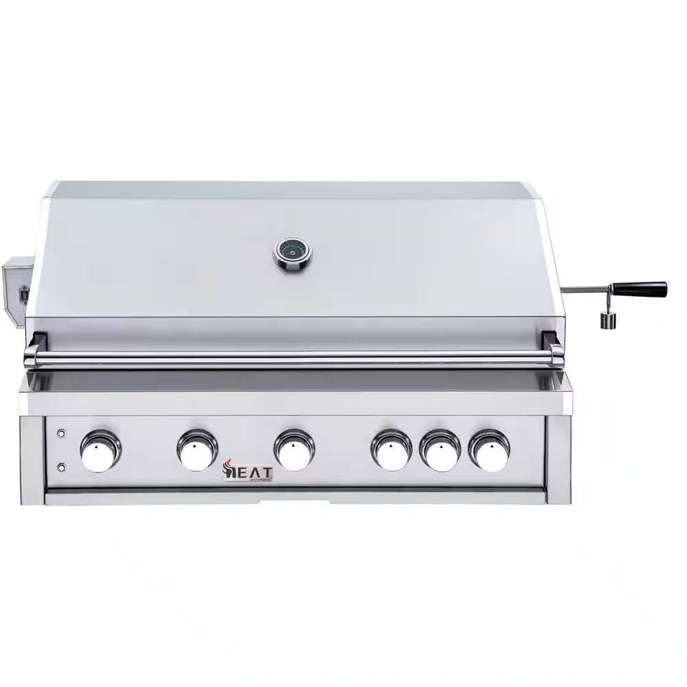 40 In. 5-Burner Built-In Natural Gas Grill in Stainless Steel with 1 Infrared Burner