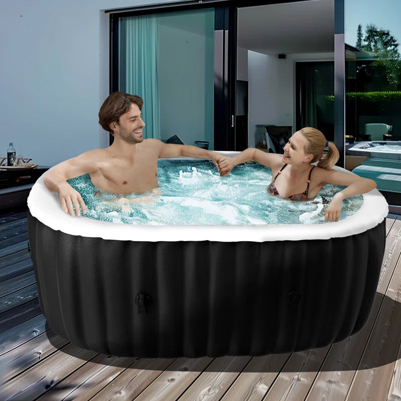 CQYG Hot Tub, Portable Inflatable Hot Tub, 2-6 Person Outdoor Spa with Bubble Jets and Heater Pump, Filter