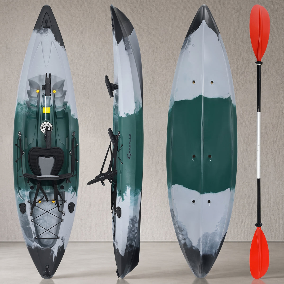 Sit-On-Top Fishing Kayak Boat with Fishing Rod Holders and Paddle