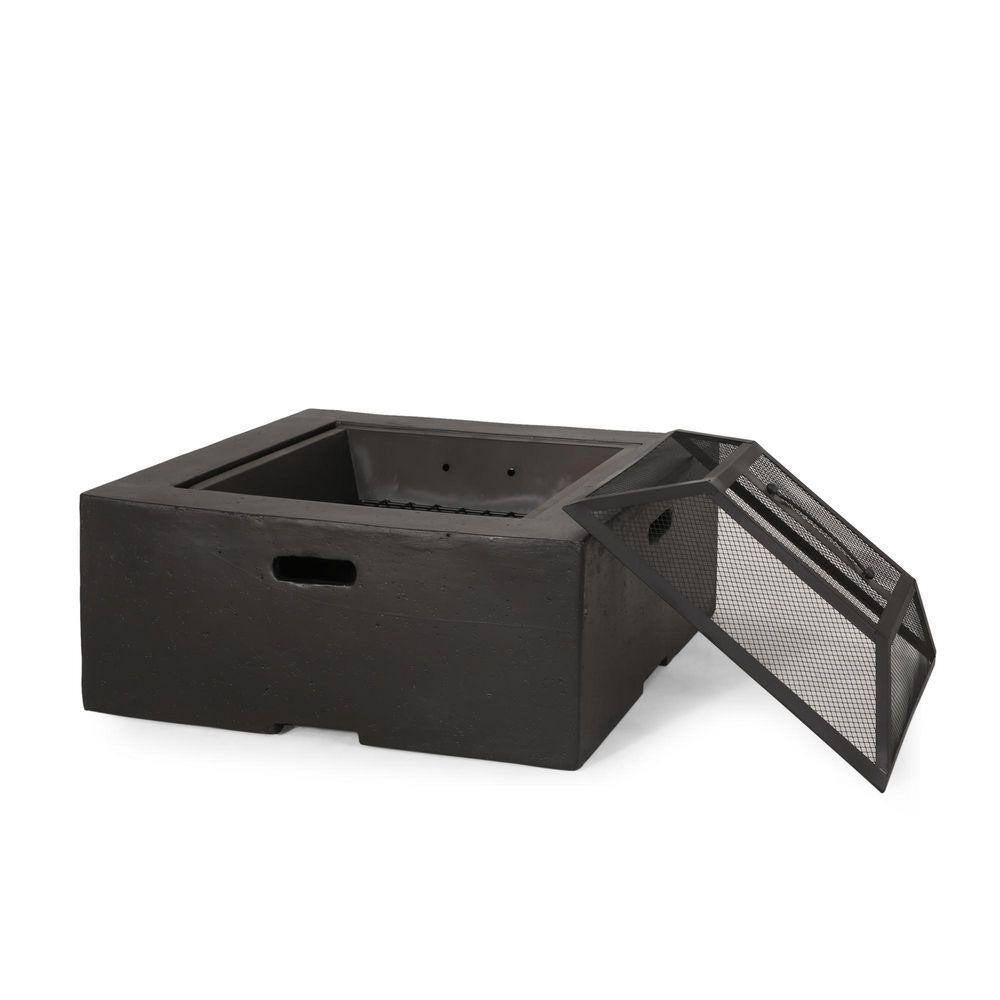 29 In. Dark Gray Square Wood Outdoor Fire Pit