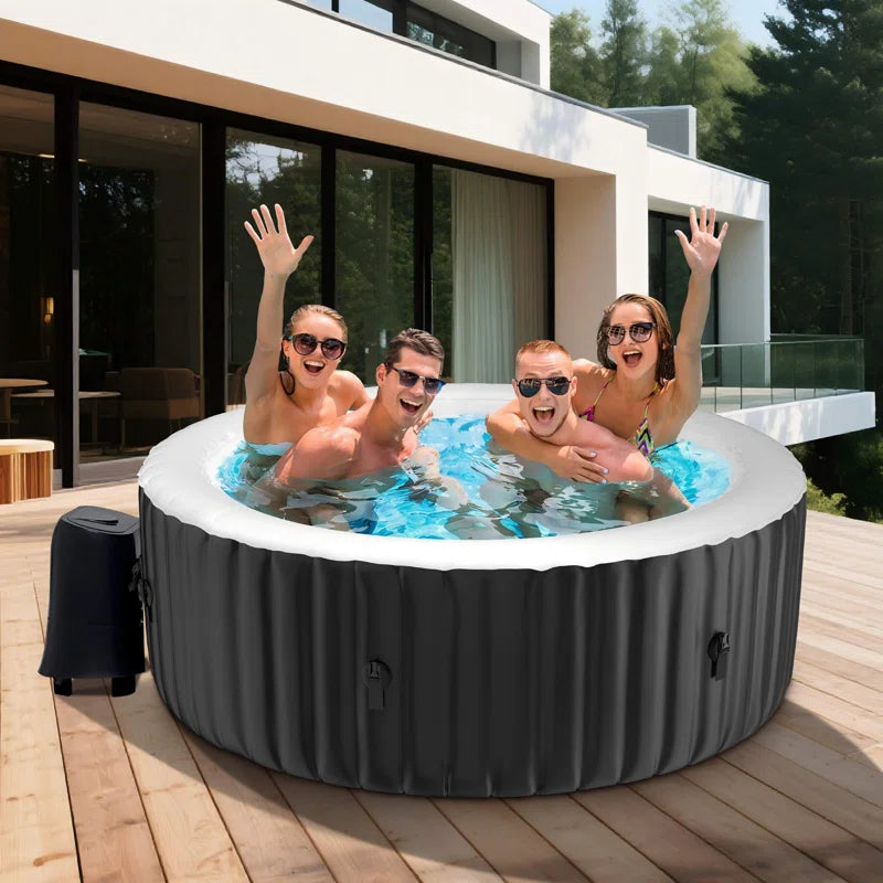 CQYG Hot Tub, Portable Inflatable Hot Tub, 2-6 Person Outdoor Spa with Bubble Jets and Heater Pump, Filter