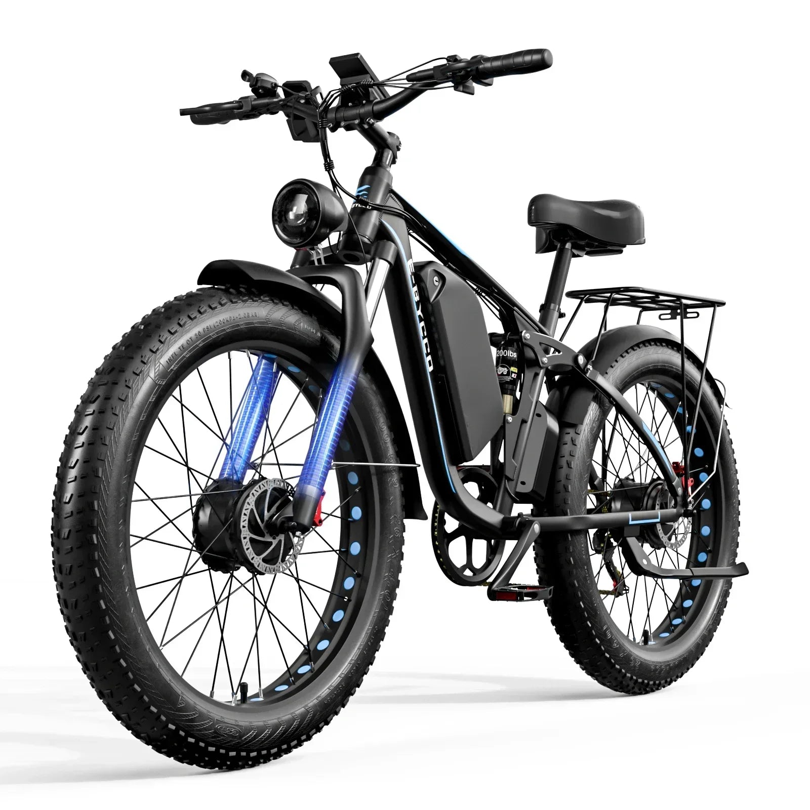 Off-Road Full Suspension Electric Bike 2000W Dual Motor 52V 23AH Battery Mountain Electric Bike 26 Inch Fat Tire Electric Bike