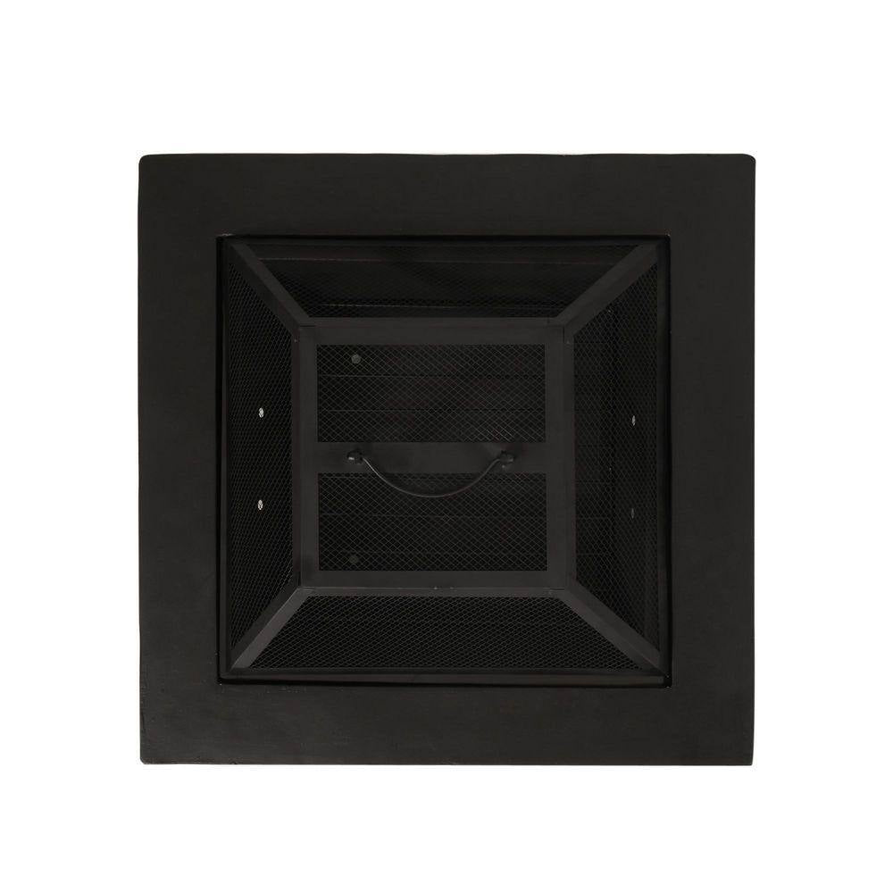 29 In. Dark Gray Square Wood Outdoor Fire Pit