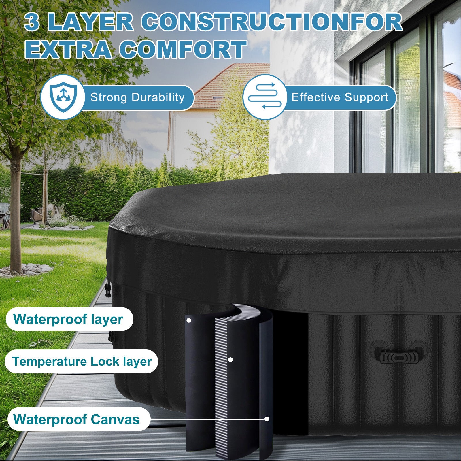 NAIZEA 6 Person Octagon Inflatable Hot Tub 130Air Jet Large Hot Tub 77"X77"X25"