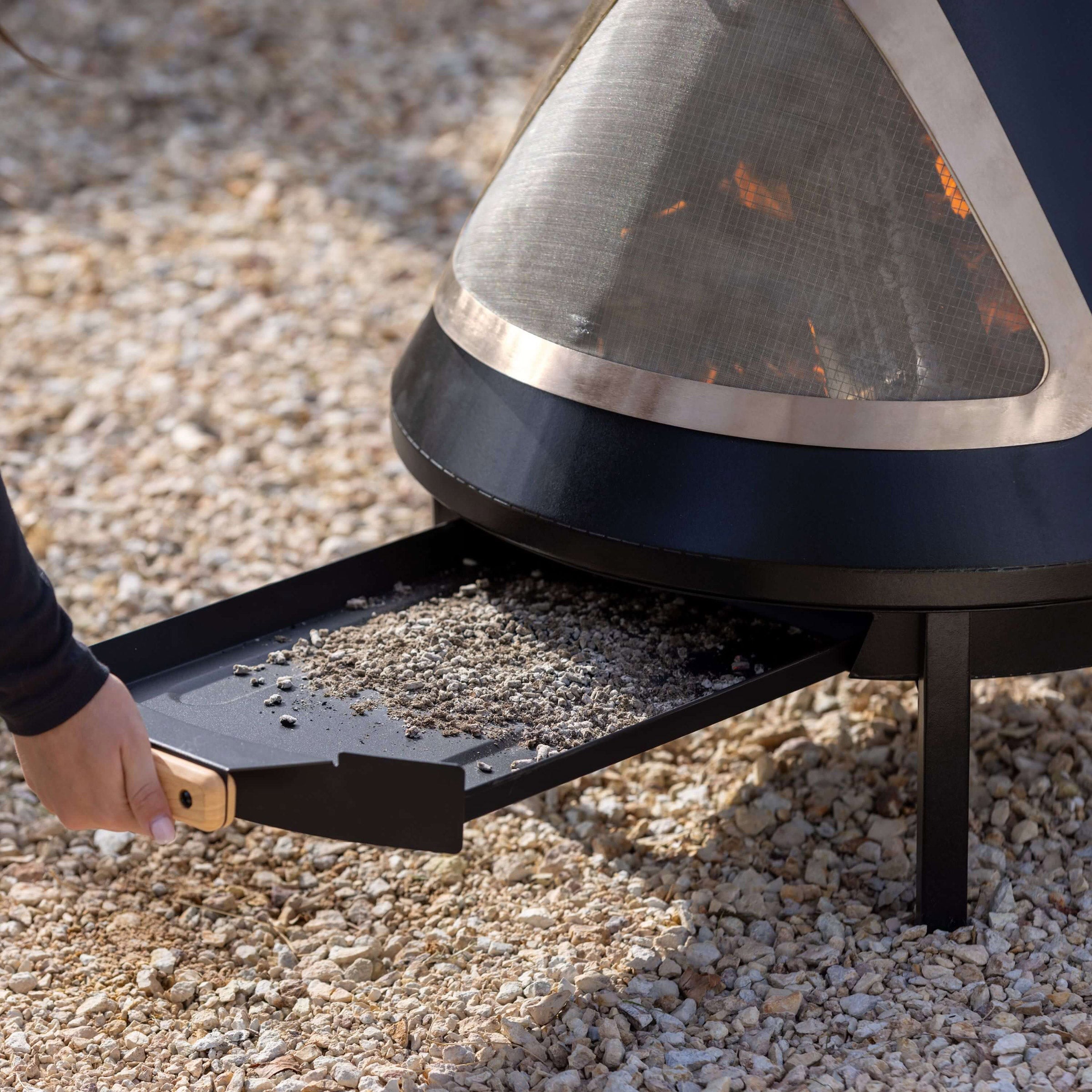 TIKI Brand 70 Inch Chiminea Outdoor Fireplace and Pellet Hopper