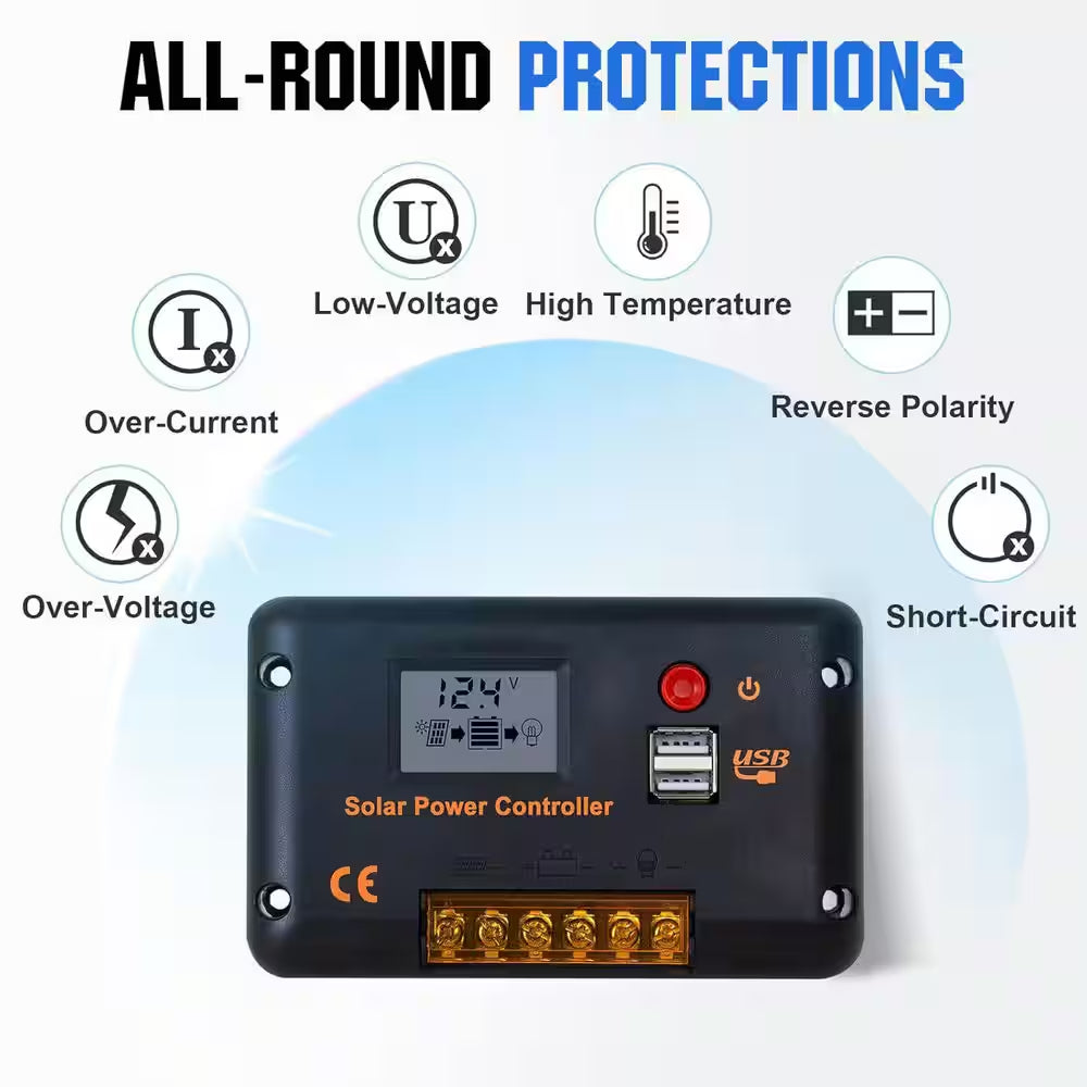 200W 12V/24V Solar Panel Kit with Monocrystalline Panels and 30A Charge Controller