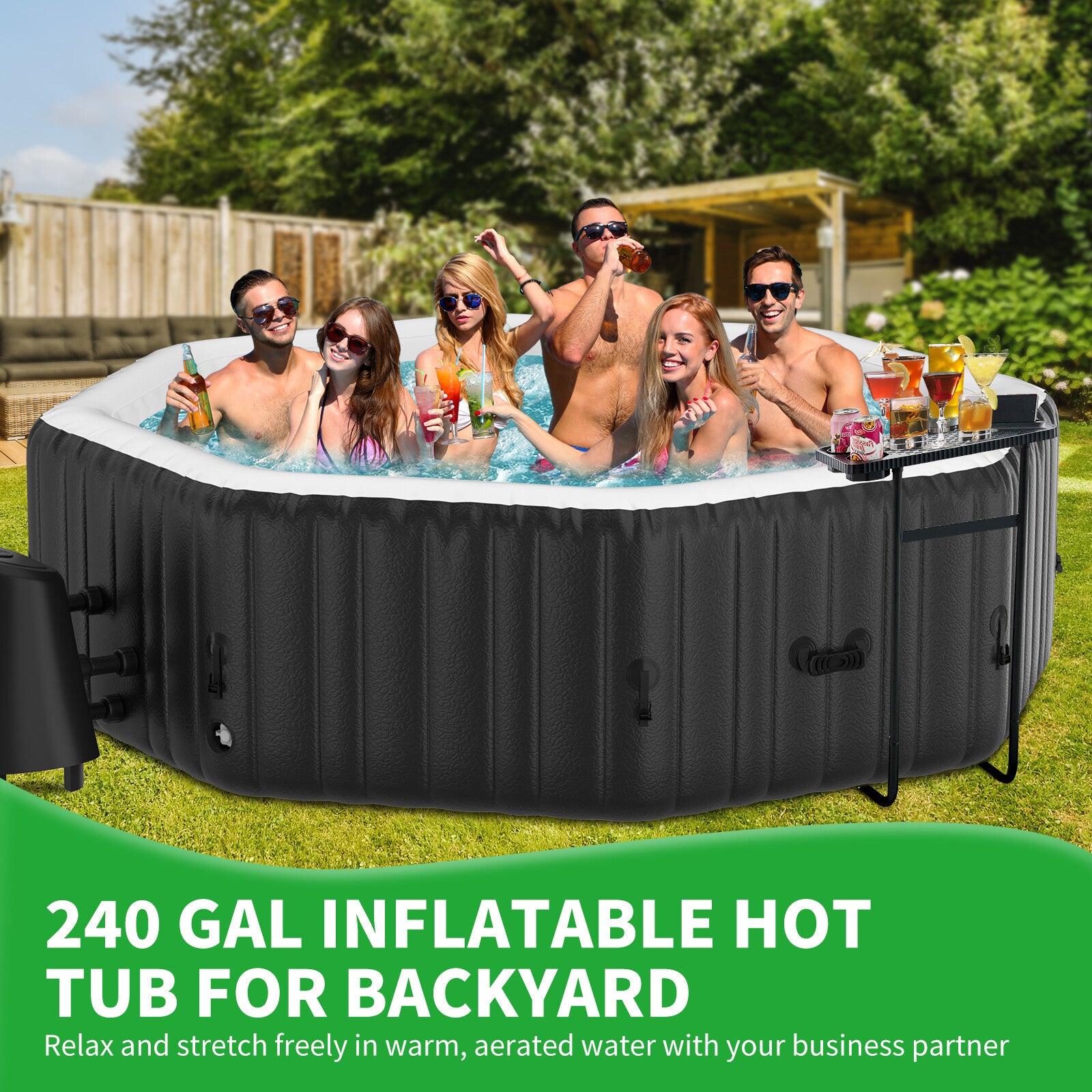 NAIZEA 6 Person Octagon Inflatable Hot Tub 130Air Jet Large Hot Tub 77"X77"X25"