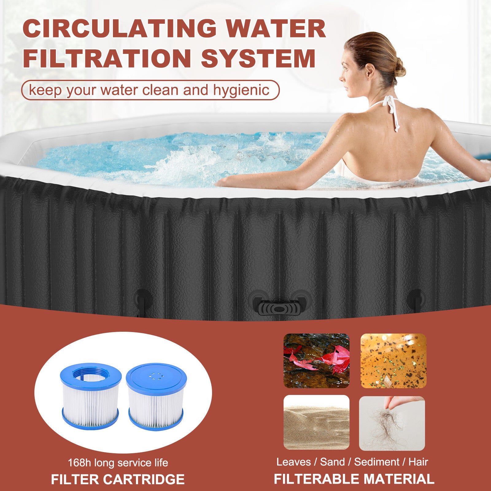 NAIZEA 6 Person Octagon Inflatable Hot Tub 130Air Jet Large Hot Tub 77"X77"X25"