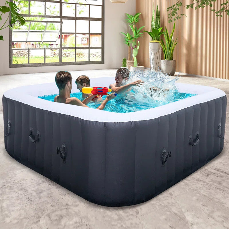 CQYG Hot Tub, Portable Inflatable Hot Tub, 2-6 Person Outdoor Spa with Bubble Jets and Heater Pump, Filter