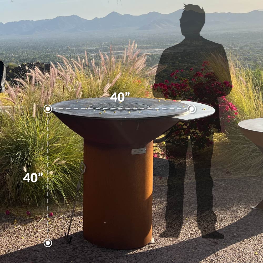 Arteflame Classic 40″ — Storage Base Flat-Top Grill & Fire Bowl (CORTEN Steel)