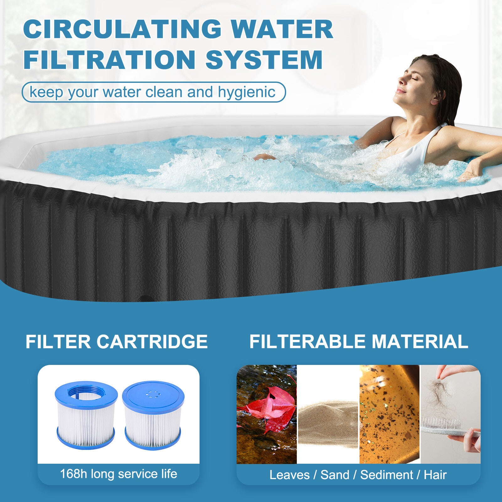 NAIZEA 6 Person Octagon Inflatable Hot Tub 130Air Jet Large Hot Tub 77"X77"X25"